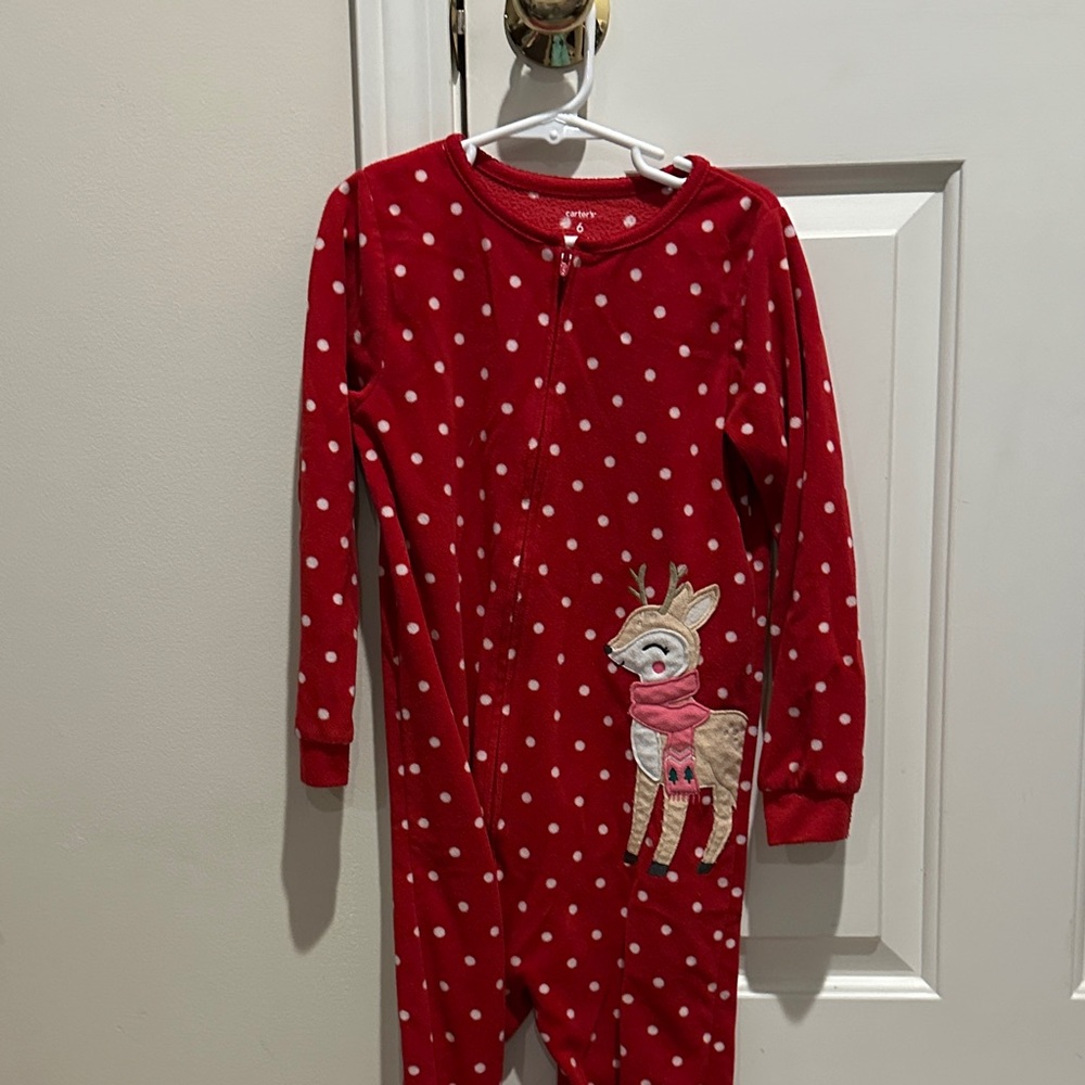 Carter's Red Kids Pajama Set with Reindeer and Polka Dots